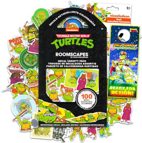 Teenage Mutant Ninja Turtles Sticker Decal Set - Bundle with 100 Assorted TMNT Decals for Laptops, Cell Phones, Water Bottles and More Plus Door Hanger | TMNT Decals