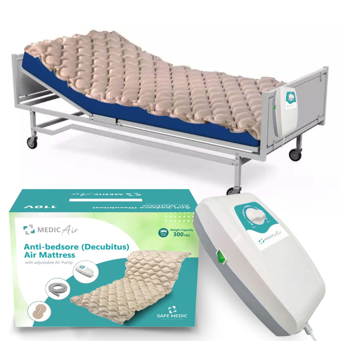 Safe Medic Alternating Air Pressure Mattress Pad, Bed Sore Prevention, with Quiet Pump Waterproof, Bedsore Mattress Relief, Hospital Mattress Top, Bubble Bed, colchón antiescaras para ancianos