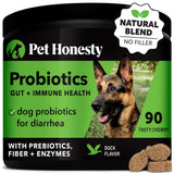 Pet Honesty Probiotics for Dogs, Dog Probiotics for Diarrhea & Bowel Support, Digestive Enzymes Promotes Gut Health, Immunity Health & Itch Relief, Prebiotics and Probiotics (Duck 90 ct)