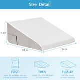 MEGCXIT Wedge Pillow for Back Pain Relief, Bed Wedge Pillow for Sleeping, 24×24×12 Inch Memory Foam Anti Snore Pillow, Triangle Pillow Wedge for Sleeping Acid Reflux, Gerd, Elevated Pillow White/Grey