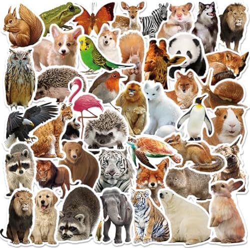 100Pcs Cute Animal Stickers Pack, Vinyl Stickers for Water Bottle, Laptop, Journal, Scrapbook, Computer, Hydroflask, Skateboard, Notebook, Kawaii Cartoon Animal Stickers for Kids Adults