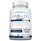 Approved Science HMB+D3 - Supports Muscle Growth and Exercise Performance - 1500 mg HMB, 50 mcg Vitamin D3 - High-Absorption BioPerine - 60 Vegan Capsules - 1 Month Supply