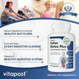 VitaPost Colon Detox Plus 15 Day Detox Course with Psyllium Husk, Aloe Vera & Buckthorn, Supporting a Healthy Digestive System and Movements. 60 Capsules