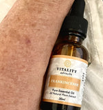 Vitality Extracts Frankincense Essential Oil - 30ml, Boswellia Serrata, Aromatherapy, Skin Care, Natural Calm, Stress Relief, Yoga, Comfort