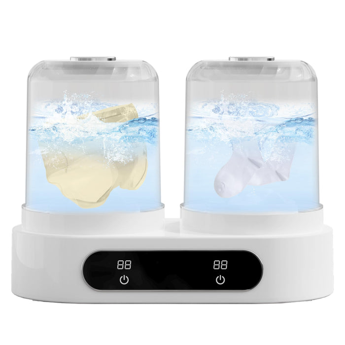Double Tubs Portable Washing Machine, 3L Cordless Underwear Washing Machine, 2 Modes 3600mAh Portable Washer for Apartment, Dorm, RV, Hotel Use (White)