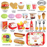 Fast Food Set 59 PCS Kitchen Toy Set for Pretend Play, Kitchen Accessories ,Removable Food Toy, Kids Toddlers Play Food Toys, Party Favor Christmas Stocking Stuffers