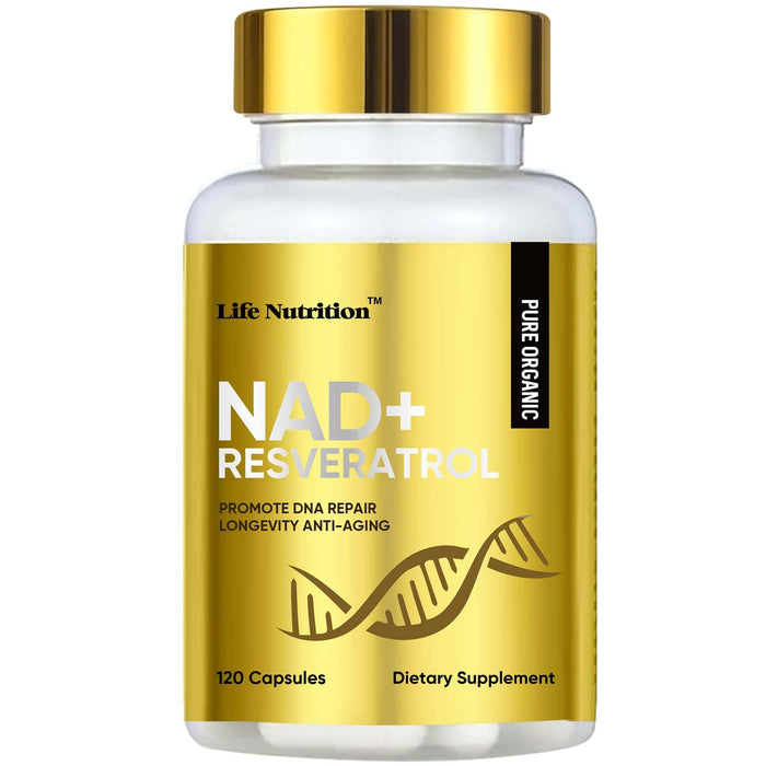 Life Nutrition 120 Capsule-1000MG NAD+ Resveratrol Boosting Supplement More Efficient Than NMN Nicotinamide Riboside for Cellular Energy Metabolism & Repair, Vitality & Healt