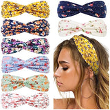 Huachi Boho Headbands for Women Fashion Women Headband Floral Print Soft Elastic Hair Bands for Women's Hair Fashion Twist Turban Hair Wraps for Girls Summer Hair Accessories