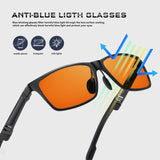 Reglaaly Blue-Light-Blocking-Glasses Men/Women Gaming Glasses Computer Screen Eyeglasses Metal Frame black yellow