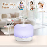 Aromatherapy Essential Oil Diffuser for Room: 500ml Oil Diffuser Colorful Aroma Air Humidifier with Adjustable Cool Mist Mode, Waterless Auto Off Ultrasonic Diffusers for Large Room Home Office(White)