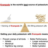 Krampade Electrolytes Powder Potassium Supplement - 2000 mg K+, 2X More Than Coconut Water | Cramp Relief and Prevention | Hydration Powder