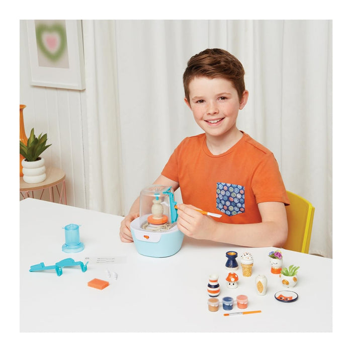 Make It Real Mini Pottery Studio - 26-Piece DIY Pottery Kit with Mess-Free Air Dry Clay - Create 10 Miniature Projects, Beginner to Master Levels - Innovative Centering Tool - Great for Kids Ages 8