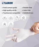 LANON Food Safe White Disposable Nitrile Gloves, Latex-Free, Powder-Free, Textured Fingertips, Cooking, Cleaning, Medium