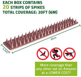 De-Bird Defender Spikes, 20 Pack Bird Deterrent, Squirrel Spikes, Anti Climb Spikes, Keep Cats Raccoon Pigeon Away, Easy Install Bird Spikes Strips, 20 Foot