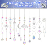 Sun Catchers, 10 Pcs Crystal Suncatcher Prism Hanging Kit with Chain Rainbow Maker Crystals Balls Pendants Ornaments for Indoor Window Outdoor Garden Backyard Patio Car Mirror Christmas Tree Decor