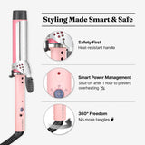 VODANA Professional GlamWave Ceramic Curling Iron, Long-Lasting Natural Curls, Instant Heat, Hair Curler, Curling Wand, Available in USA (1.4 inch, Pink)