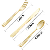 Supernal 360pcs Gold Plastic Silverware Heavy Duty,Gold Silverware Disposable, Plastic Silverware Sets for Parties with 120 Gold Plastic Forks,120 Disposable Knives and 120 Disposable Spoons