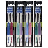 REACH Essential Care Interdental Firm Toothbrush, Duo Pack x 4, Full Head Hard Bristle Manual Toothbrushes, Variety Colors Multipack, Daily Oral Enamel Dental Care Blue+red, Green+Purple