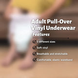 Adult Vinyl Waterproof Pull-On-Cover Incontinence Pants (This is not a Diaper) Extra Waterproof Protection to GO ON TOP of/Together with Diapers & Briefs as Added Leak Resistance (Small (Pack of 6))