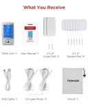 TENKER TENS Unit Muscle Stimulator, 24 Modes TENS EMS Machine for Pain Relief Therapy/Pain Management, Rechargeable Electronic Pulse Massager with 2"x2" and 2"x4" TENS Unit Electrode Pads