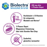 Biolectra® Magnesium 400 mg ultra 3-phase depot tablets 30 pieces, high dose with B vitamins, long-term phase over many hours, pharmacy quality