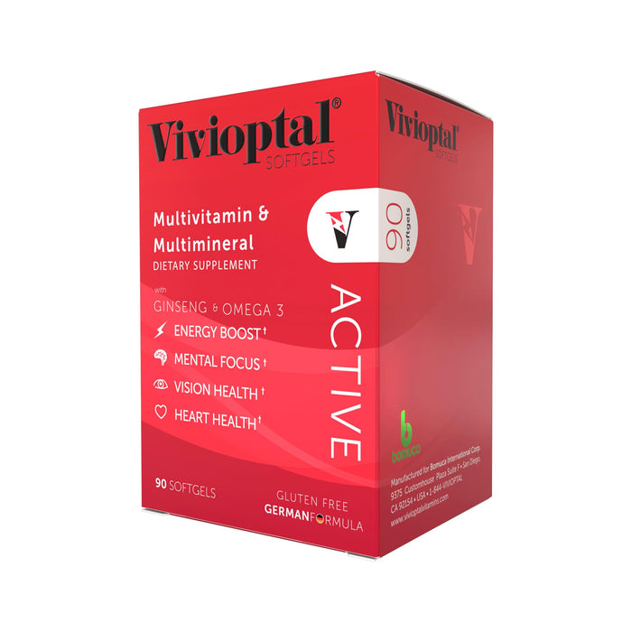 Vivioptal Active 90 Capsules - Multivitamin & Multimineral Supplement - Ginseng & Omega 3