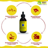 BUIE Black Seed Oil | Black Cumin Seed Oil (Nigella Sativa Oil) | Un-Refined, Cold Pressed Extra Virgin Oil | with 4.5 to 6% Thymoquinone & Omega 3 6 9 | 8 FL Oz