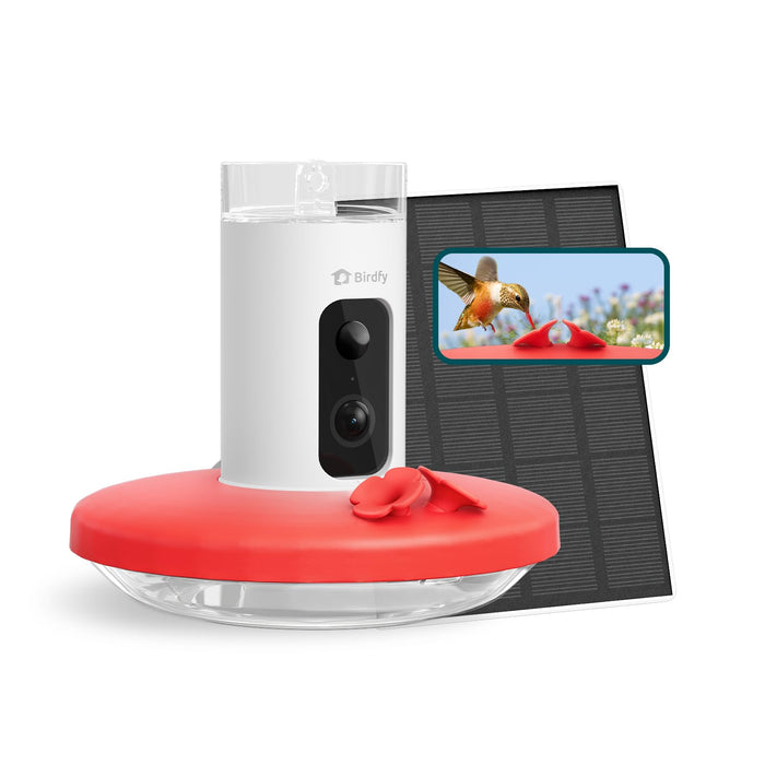 Birdfy Smart Hummingbird Feeder with Camera, Auto Detect Record Bird Video, Instant Notification, Live View, Solar Powered Hummingbird Feeders for Outdoors Ant Bee Proof, 14oz, Gift for Bird Lovers