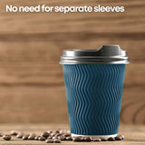 16 oz Disposable Coffee Cups with plastic Lids - Double Wall Paper Cups Set for Tea Espresso Hot and Cold Drinks Insulated Travel-Friendly Perfect for Parties Christmas Reusable - Blue 50 Pack