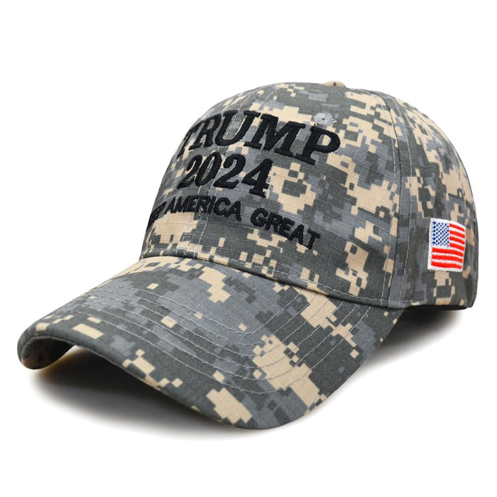 Besti Donald Trump 2024 Keep America Great Cap Adjustable Baseball Hat with USA Flag - Breathable Eyelets (Trump 24 Style L)