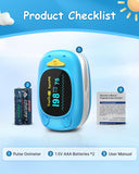 Children Fingertip Pulse Oximeter Blood Oxygen Saturation Monitor for Child Kids Portable Oxygen Monitor with OLED Screen Included 2AAA Batteries