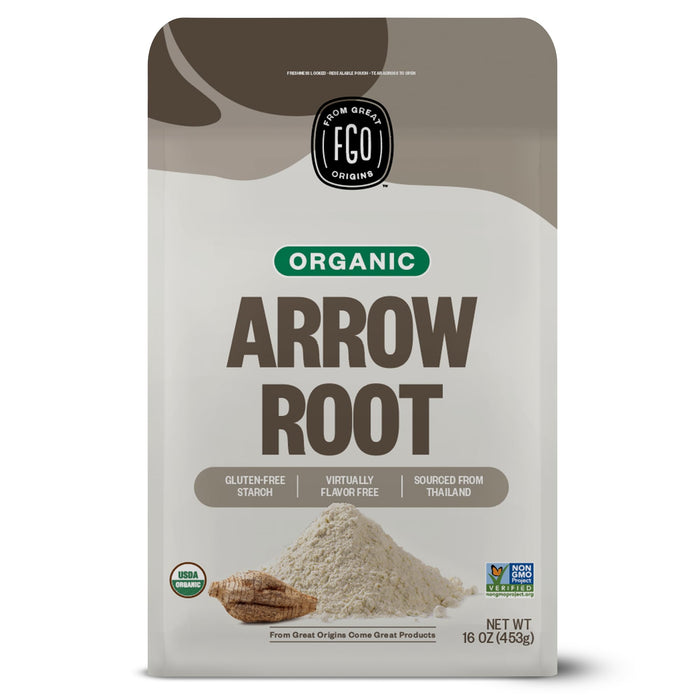 FGO Organic Arrowroot Powder, 16oz (1 Pound), USDA Organic, Non-GMO Natural Thickener, Gluten-Free, Dairy-Free, Flour or Corn starch Substitute