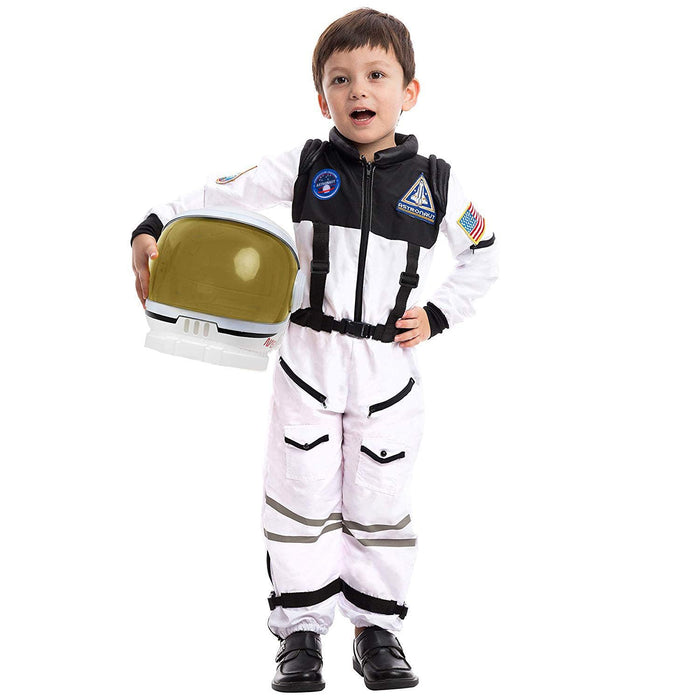 Spooktacular Creations White Astronaut Costume with Helmet, Space Suit for Toddler with Movable Visor, Kids Astronaut Halloween Costume for Cosplay, Party Favor Supplies (3T, 3-4 yrs)