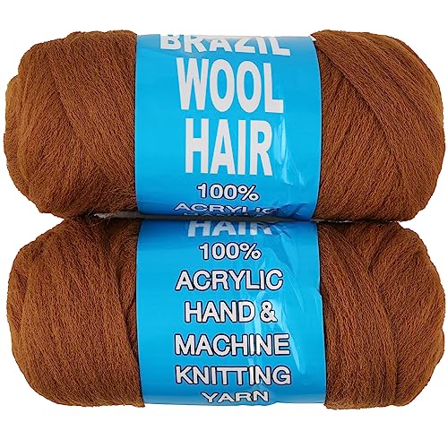 2 Roll Brazilian Wool Hair for Braiding Acrylic Hand Knitting Wool Yarn for Soft Locs Crochet Hair Jumbo Braids Twist Braiding Hair Extensions