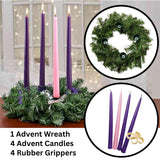 Artificial Evegreen Pine Christmas Advent Wreath Kit - Set Includes a Wreath of Faux Pine Greenery with Metal Candle Holders and a Box of 4 Advent Candles by Factory Direct Craft