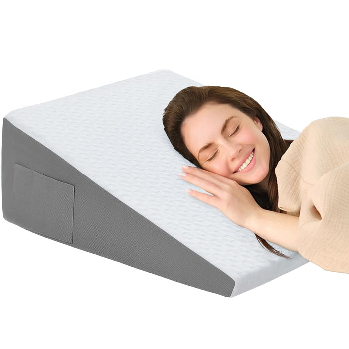 COLDHUNTER Wedge Pillow for Sleeping, 10" Bed Wedge After Surgery, Back Pain Relief, Memory Foam Pillow Triangle Incline Wedge for Back Support, Leg Elevation