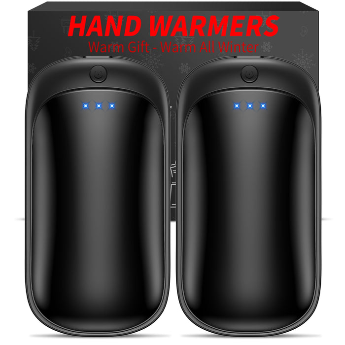 2 Pack Hand Warmers Rechargeable, Portable Electric Hand Warmers Reusable, USB 2 in 1 Handwarmers, Outdoor/Indoor/Warm Gifts for Men Women Kids (Black&Black*2)