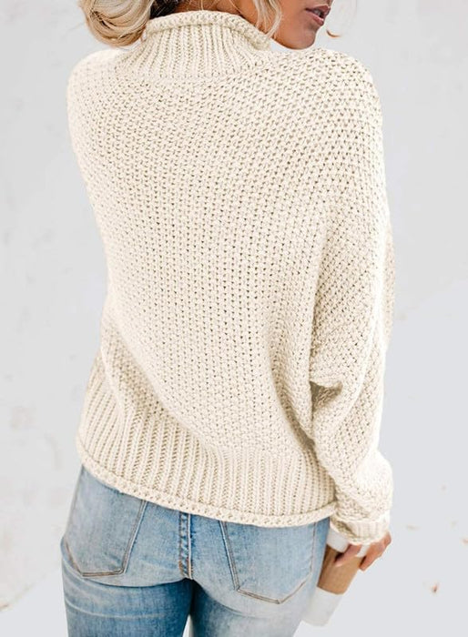 Dokotoo Oversized Sweaters for Women Trendy Batwing Long Sleeve Turtleneck Sweaters Solid Casual Fall Outifits Loose Beige Sweater Chunky Cable Knit Sweater Christmas Sweaters Jumper Blouses Large