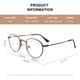 RB.Pilot Small Metal Round Reading Glasses for Women Men Classic Vintage Retro Shades Blue Light Blocking Computer Readers (Brown, 3.25)