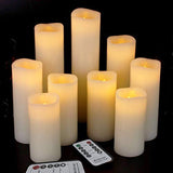 antizer Flameless Candles Led Candles Pack of 9 (H 4" 5" 6" 7" 8" 9" x D 2.2") Real Wax Battery Candles with Remote Timer for Home Fireplace Decor Wedding Festival Decor (Ivory 9 Pack)