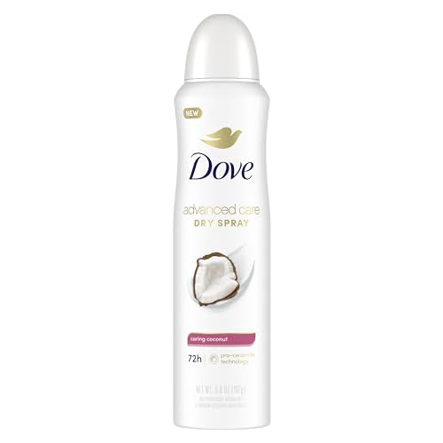 Dove Advanced Care Antiperspirant Deo Dry Spray Caring Coconut Pack of 12 to help your skin barrier repair after shaving 72h odor controlandall-day sweat protection for soft resilient underarms 3.8oz