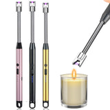 3 Pack Candle Lighter,Arc Lighter with USB Charging,Flameless Windproof,LED Battery Display,Safety Switch,Rotate 360 Degrees,for Aromatherapy,Candles,BBQ,Camping.(Pink&Black&Golden)