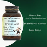 BARLOWE'S HERBAL ELIXIRS Ursolic Acid Extract | 600mg - 150mg of Pure Ursolic Acid | 60 Veggie Capsules | Stearate Free