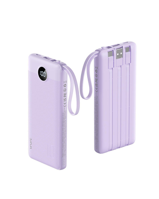 VRURC Portable Charger,4 Built -in Cables Power Bank 10000mAh,Flight-Safe