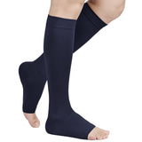 TOFLY® Compression Stockings (Pair), Graduated Compression 20-30mmHg, Opaque, Unisex, Open Toe Knee High Compression Socks for Varicose Veins, Edema, Shin Splints, Nursing, Travel, Navy Blue 3XL