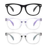 FANNYGO 3 Pack kids Blue Light Blocking Glasses For Girls And Boys Computer Blue Light Blocking Glasses For Age 3-11 (Black + Light purple + Light gray)