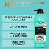 L'OREAL PARIS Magic Retouch Instant Root Concealer Spray, Ideal for Touching Up Grey Root Regrowth, Easy Application, Lightweight Formula, Colour: Black, 75ml