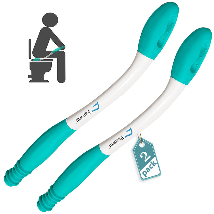 Fanwer Toilet Aids for Wiping - 15.7" Long Reach Comfort Butt Wiper Tools - Bathroom Bottom Buddy Wiping Self Assist for Disabled,Elderly,Pregnant,Overweight People and Back Surgery Recovery (2 Pack)