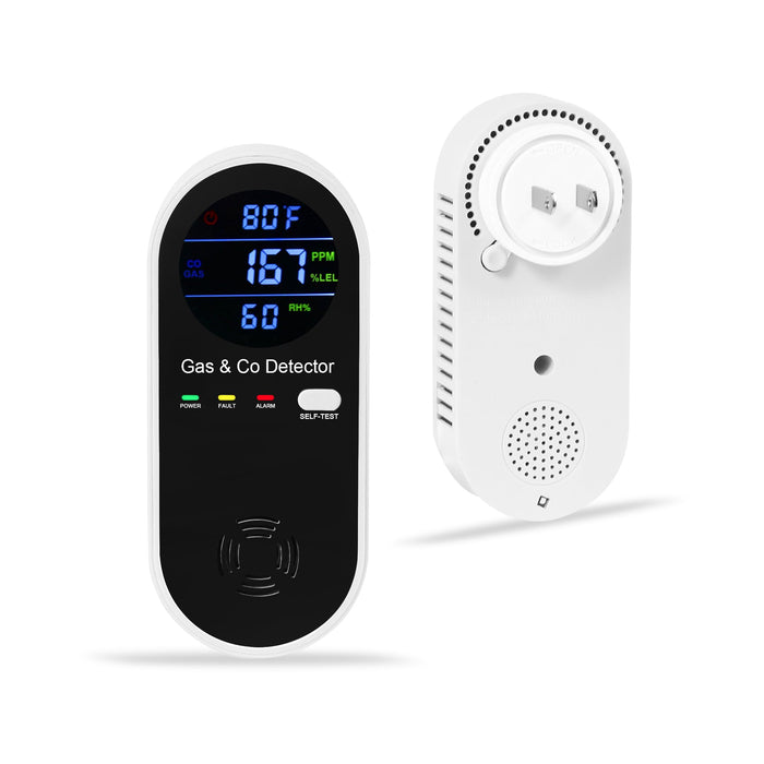 Combination Natural Gas Detector & Carbon Monoxide Detector, 4-in-1 Carbon Monoxide Alarm,Fahrenheit(°F) & Humidity,Propane,Methane,Gas Detector Alarm & CO Detector for Home,RV,Apartment