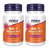 Now Foods Vitamin K-2 (MK7) Veg Capsules, 100 mcg, 60 Count, Pack of 2